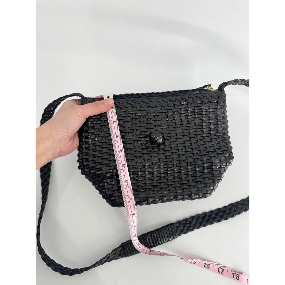 Talbots Crossbody Bag Women Small Black Good Woven Leather Vintage Aesthetic - Picture 10 of 12